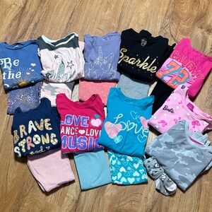 Girls size 7-8 Matching long sleeve & leggings sets - 8 outfits and 2 tops